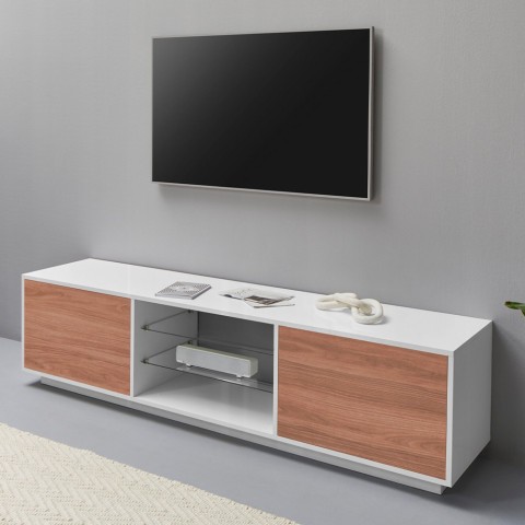 TV-kaappi 180cm olohuoneen design valkoista puuta Dover Wood