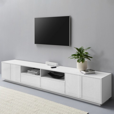 TV-kaappi 260cm moderni design valkoinen olohuone Breid