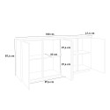 Sideboard olohuoneen keittiökaappi 180cm moderni muotoilu valkoinen Ceila Varasto