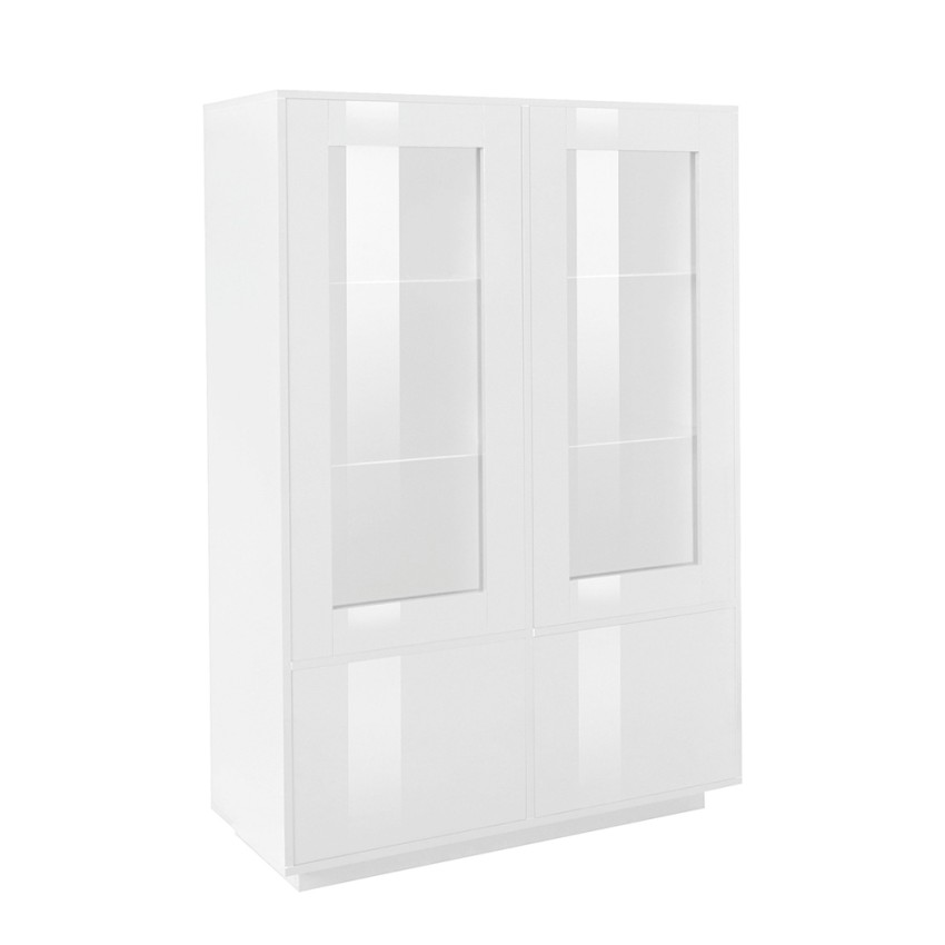 Syfe korkea lipasto vitriinillä 100cm olohuoneen moderni muotoilu valkoinen