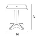 Pieni pöytä 70x70 cm neliön mallinen, 2 läpinäkyvää tuolia Caffè 