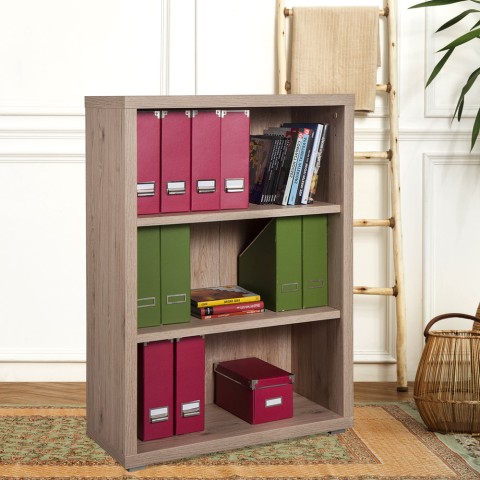 Matala puinen kirjahylly 3 tasolla, moderni design Simple toimistoon ja työpisteelle