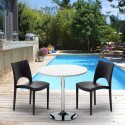 Valkoinen pyöreä pöytä 70x70cm ja kaksi värikästä tuolia Paris Long Island Valinta
