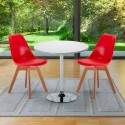 Valkoinen pyöreä pöytä 70x70 cm ja kaksi tuolia Nordica Long Island Varasto