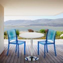 Valkoinen pyöreä pöytä 70x70cm ja kaksi värikästä läpinäkyvää tuolia B-Side Spectre Luettelo