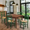 Pöytäryhmä neljällä tuolilla keittiöön, kahvilaan ja baariin, neliön mallinen 80x80 puinen Rusty Valinta
