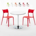 Valkoinen pyöreä pöytä 70x70 cm ja kaksi tuolia Parisienne Long Island Alennukset