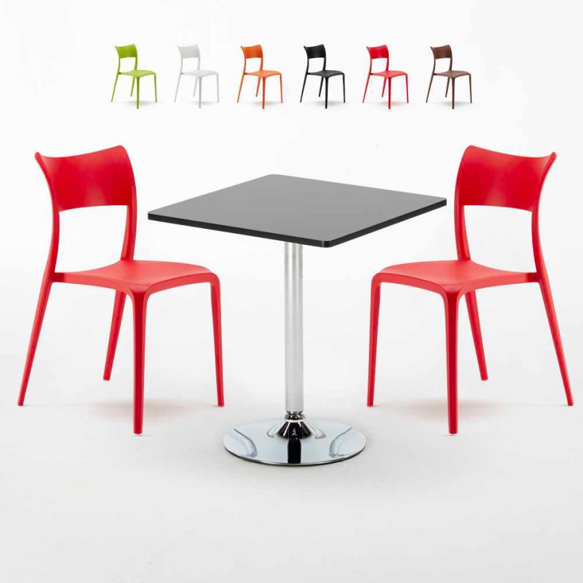 Musta neliönmallinen pöytä 70x70 cm ja kaksi tuolia Parisienne Mojito Alennukset