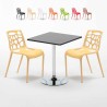 Musta neliönmallinen pöytä 70x70 cm ja kaksi tuolia Gelateria Mojito Tarjous