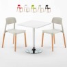 Valkoinen neliönmallinen pöytä 70x70 cm ja kaksi tuolia Barcellona Cocktail Tarjous