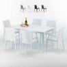 Valkoinen suorakulmainen pöytä 150x90 cm ja 6 värikästä tuolia Bistrot Arm Summerlife Myynti