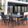Pöytä musta suorakulmio 150x90 cm ja 6 värillistä tuolia Enjoy 