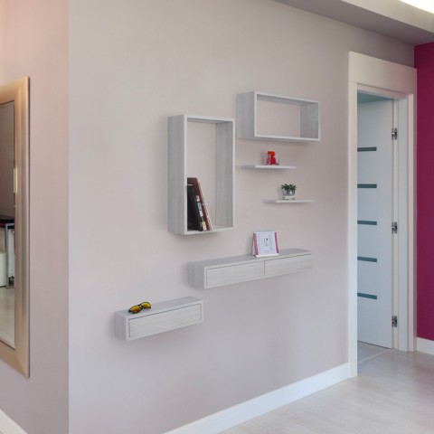 Moderni design olohuoneen seinähylly 2 laatikolla Domino