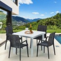 Valkoinen neliönmallinen pöytä 90x90 cm ja 4 värikästä tuolia Bistrot Arm Love Alennukset