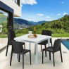 Valkoinen neliönmallinen pöytä 90x90 cm ja 4 värikästä tuolia Rome Love Ominaisuudet