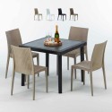 Musta neliönmallinen pöytä 90x90 cm ja 4 värikästä tuolia Bistrot Passion Myynti