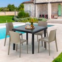 Musta neliönmallinen pöytä 90x90 cm ja 4 värikästä tuolia Rome Passion Ominaisuudet