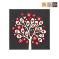 Käsin upotekoristeinen puinen maalaus 75x75cm Tree of Hearts (Sydänpuu) Tarjous
