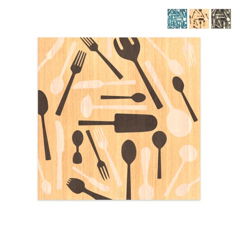 Keittiötyökalut käsi inlaid keittiö koristeellinen puu maalaus 75x75cm Tarjous