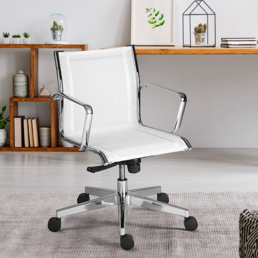 Ergonominen matala työtuoli hengittävällä verkkokankaalla valkoinen Stylo LWT Tarjous