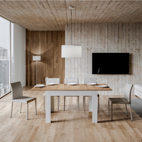 Moderni laajennettava keittiön pöytä 90x120-180cm puu valkoinen Bibi Mix BQ Tarjous