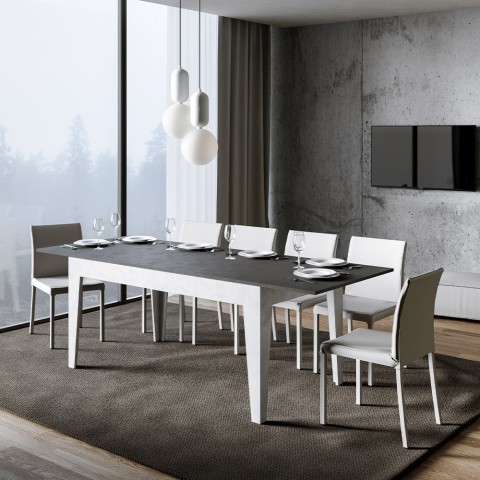 Moderni harmaa-valkoinen laajennettava pöytä 90x160-220cm Cico Mix BA Tarjous