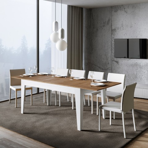 Moderni laajennettava keittiön pöytä 90x160-220cm puu valkoinen Cico Mix BQ Tarjous