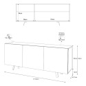 Sivupöytä keittiö olohuone moderni muotoilu 170x40cm 3 ovea Uxor Mitat