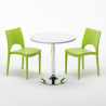 Valkoinen pyöreä pöytä 70x70cm ja kaksi värikästä tuolia Paris Long Island Malli
