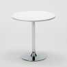 Valkoinen pyöreä pöytä 70x70cm teräsjalalla ja kaksi värikästä tuolia Ice Long Island 