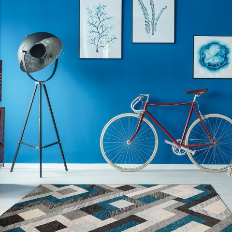 Suorakulmainen matto matto moderni muotoilu olohuoneeseen toimistoon taide moderni sininen Tarjous