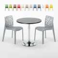 Musta pyöreä pöytä 70x70cm ja kaksi värikästä tuolia Gruvyer Cosmopolitan Tarjous