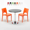 Musta pyöreä pöytä 70x70cm ja kaksi värikästä tuolia Paris Cosmopolitan Tarjous