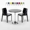 Musta pyöreä pöytä 70x70cm ja kaksi värikästä tuolia Ice Cosmopolitan Tarjous