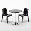 Musta pyöreä pöytä 70x70cm ja kaksi värikästä tuolia Ice Cosmopolitan Mitat