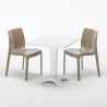 Valkoinen neliöpöytä 70x70cm ja kaksi värikästä tuolia Ice Patio Mitat