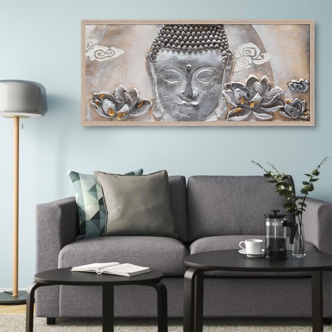 Käsin maalattu kuva kankaalle Buddha kehyksellä 65x150cm W218 Tarjous