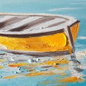 Käsin maalattu kuva vene meri kankaalle 30x30cm kehyksellä W605 Luettelo