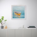 Käsin maalattu kuva vene meri kankaalle 30x30cm kehyksellä W605 Tarjous