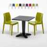 Musta neliöpöytä 70x70cm ja kaksi värikästä tuolia Ice Aia Tarjous