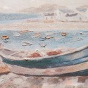 Käsin maalattu kuva kankaalle Veneet rantakadulla 30x90cm kehyksellä W800 Varasto