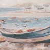 Käsin maalattu kuva kankaalle Veneet rantakadulla 30x90cm kehyksellä W800 Varasto