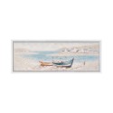 Käsin maalattu kuva kankaalle Veneet rantakadulla 30x90cm kehyksellä W800 Alennusmyynnit