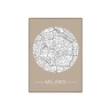 Valokuvatuloste Milanon kaupunkikartta kehys 50x70cm Unika 0012 Myynti