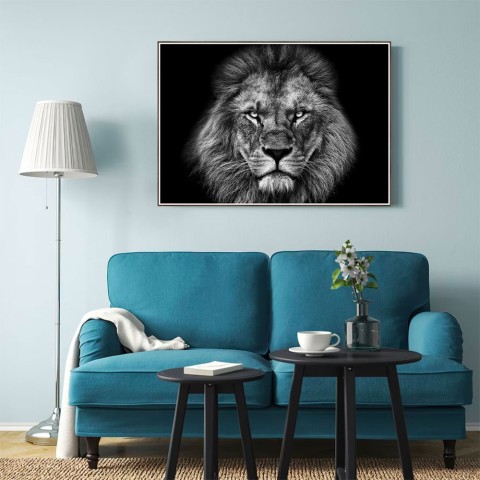 Mustavalkoinen leijonavalokuvatulostuskuvakehys 70x100cm Unika 0028