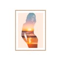 Tulosta kehys valokuva naisesta rannalla auringonlasku 30x40cm Unika 0044 Myynti