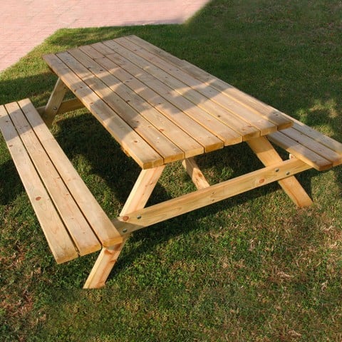 Piknikpöytä puupenkit ulkopuutarhaan 180x150cm