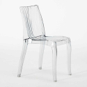 Valkoinen pyöreä pöytä 70x70cm ja kaksi värikästä läpinäkyvää tuolia Dune Silver Varasto