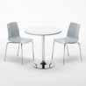 Valkoinen pyöreä pöytä 70x70cm ja kaksi värikästä tuolia Lollipop Silver Luettelo