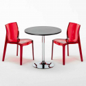 Musta pyöreä pöytä 70x70cm ja kaksi värikästä läpinäkyvää tuolia Femme Fatale Ghost Alennukset
